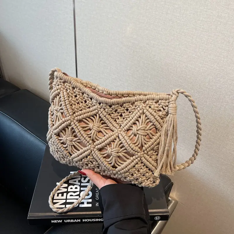 Black Woven Crossbody Tote Bag for Women 2025 - Image 2