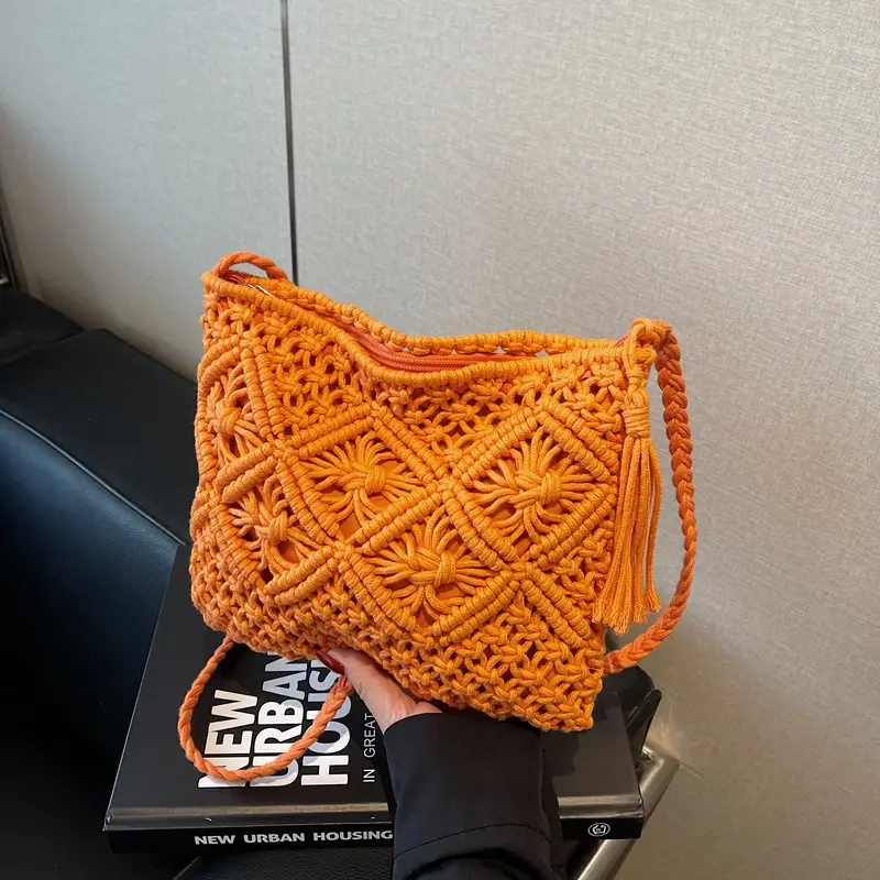 Black Woven Crossbody Tote Bag for Women 2025 - Image 4