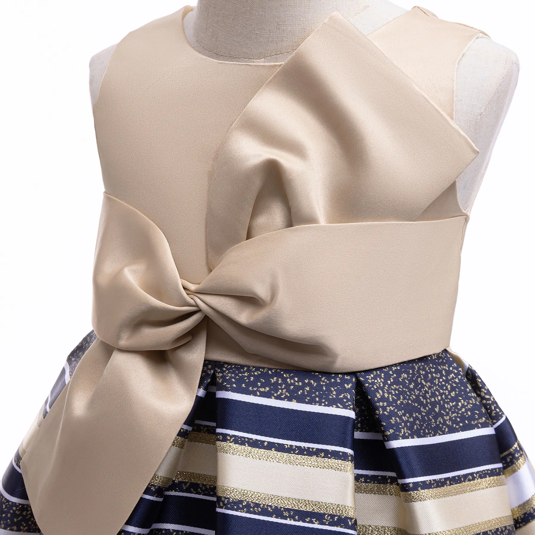 Girls Dress Maroon Bow Irregular Striped Princess Size - Image 7