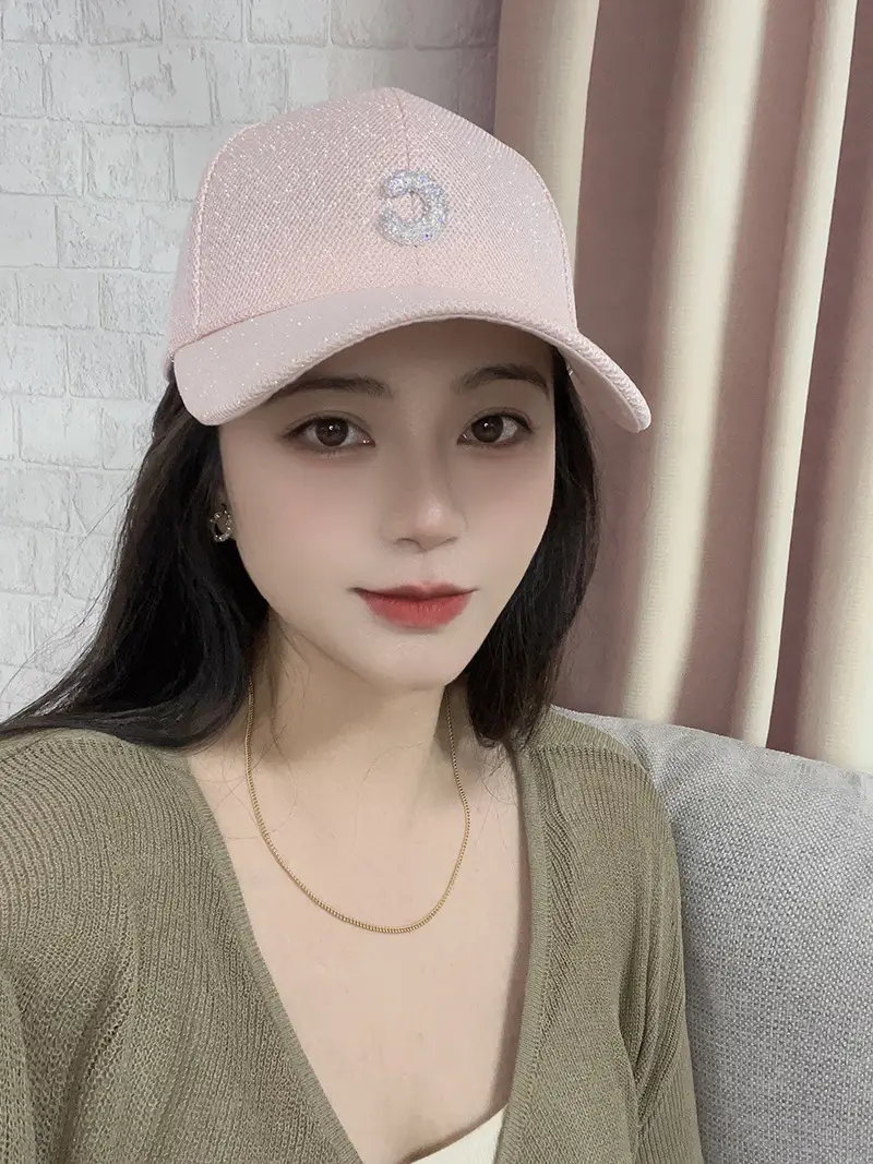 Elegant Pink Sequin Baseball Cap for Women — feature 3