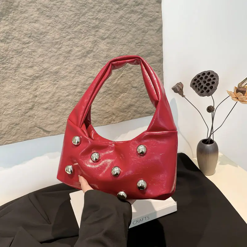 Red Rivet Crossbody Bag for Women 2025 - Image 5