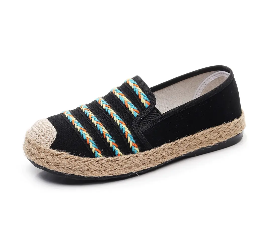 Spring and Autumn New Old Beijing Cloth Shoes Women's Cloth Shoes Linen Embroidered Ethnic-style Non-slip Breathable Slip-on Fisherman Shoes — feature 12