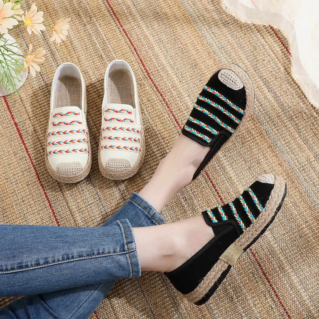 Spring and Autumn New Old Beijing Cloth Shoes Women's Cloth Shoes Linen Embroidered Ethnic-style Non-slip Breathable Slip-on Fisherman Shoes — feature 2