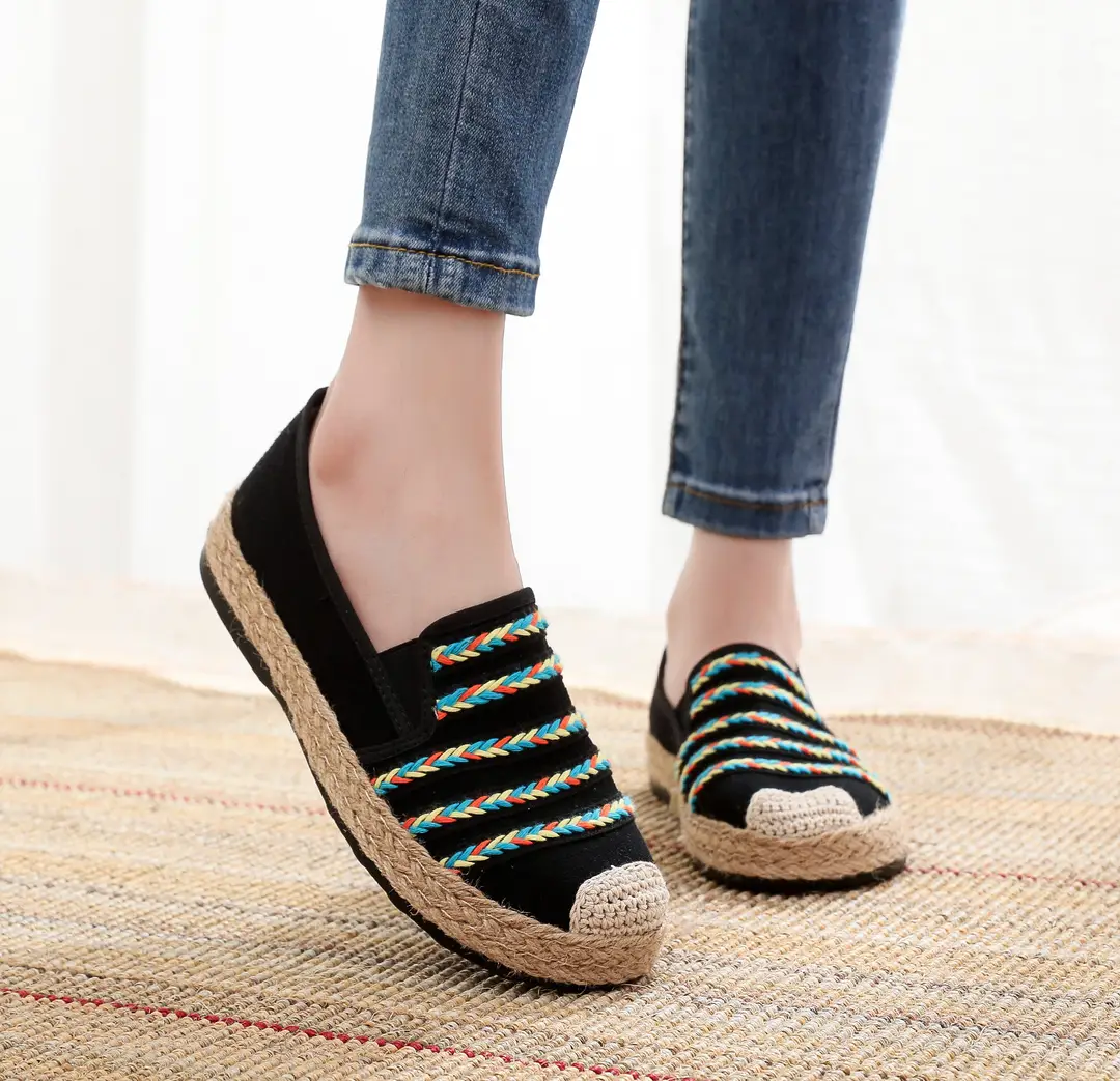 Spring and Autumn New Old Beijing Cloth Shoes Women's Cloth Shoes Linen Embroidered Ethnic-style Non-slip Breathable Slip-on Fisherman Shoes — feature 5