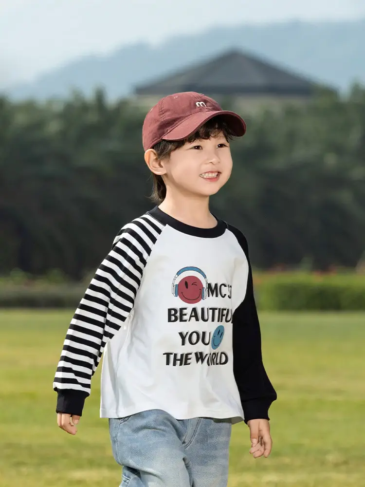 Kids Korean Raglan Sleeve T-Shirt Boy 2025 Spring - Image 3