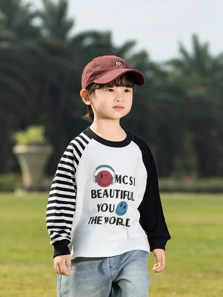 Kids Korean Raglan Sleeve T-Shirt Boy 2025 Spring - Image 5