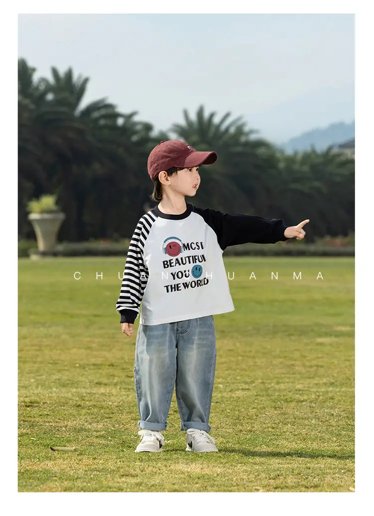 Kids Korean Raglan Sleeve T-Shirt Boy 2025 Spring — feature 12