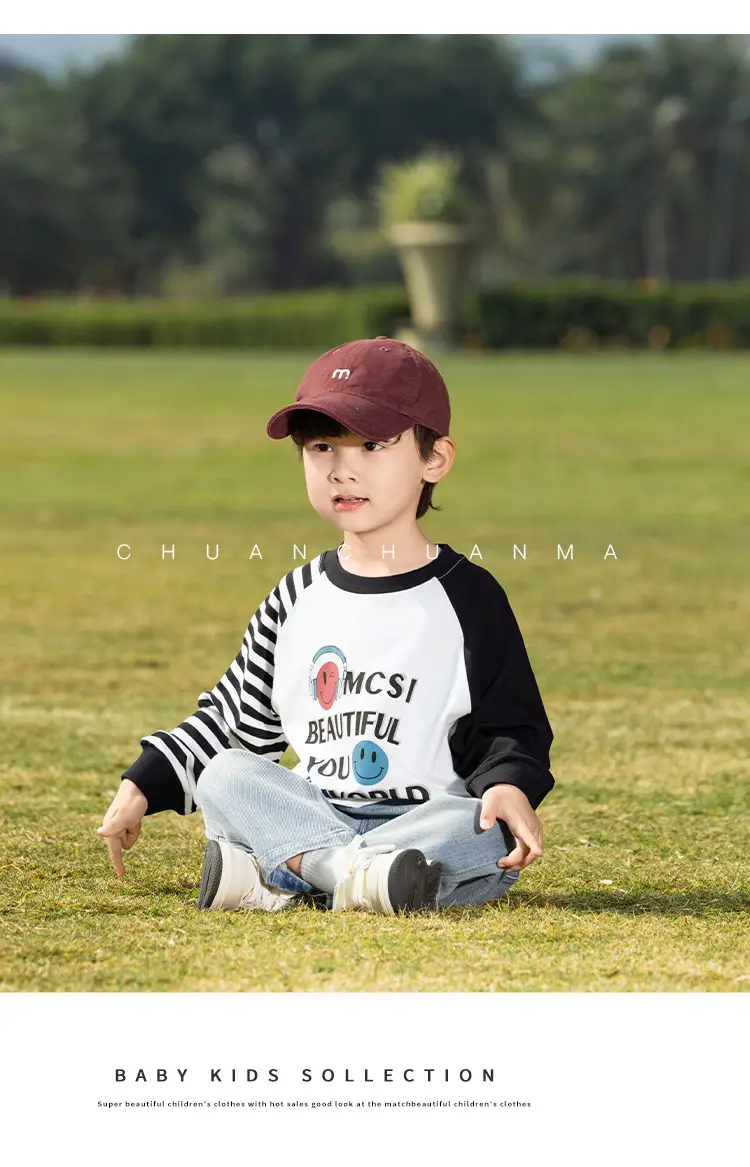 Kids Korean Raglan Sleeve T-Shirt Boy 2025 Spring — feature 13