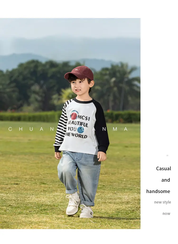 Kids Korean Raglan Sleeve T-Shirt Boy 2025 Spring — feature 17