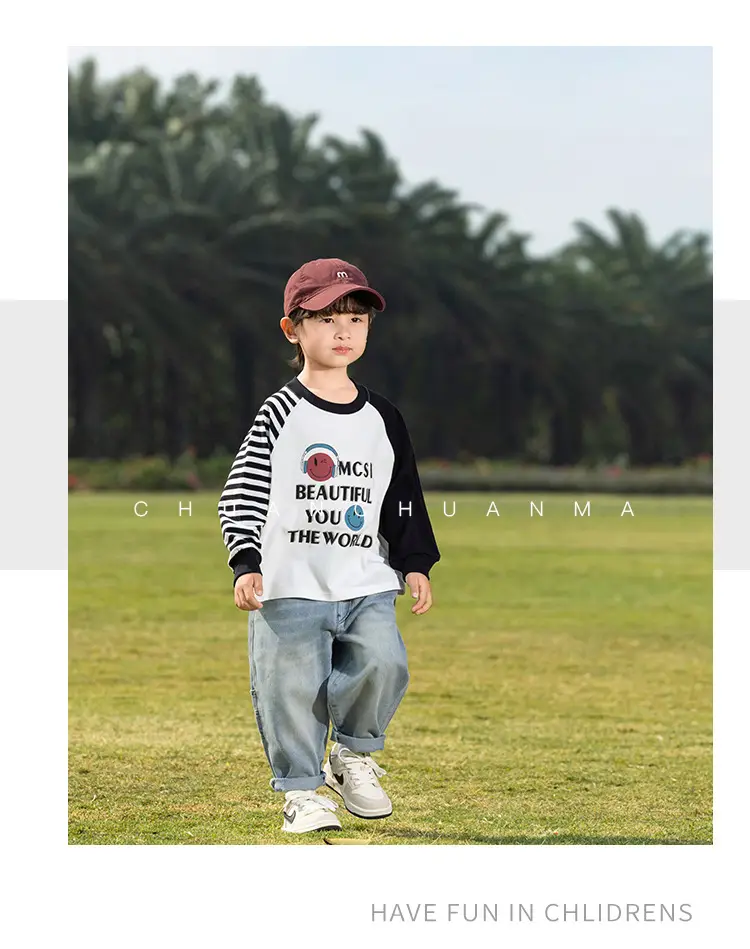 Kids Korean Raglan Sleeve T-Shirt Boy 2025 Spring — feature 19
