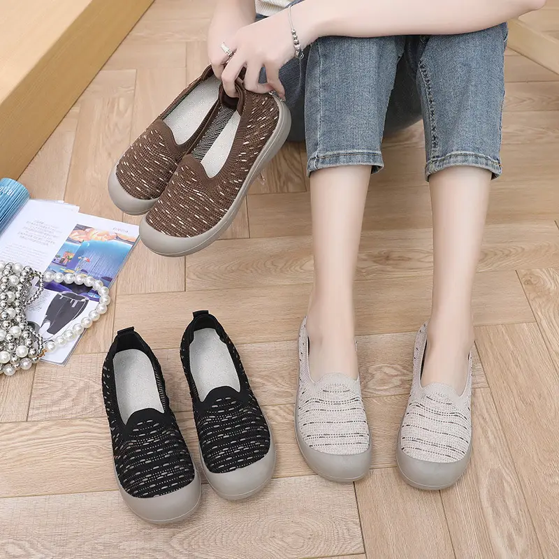 Women's Shoes, New Spring and Autumn Style, Slip-On Shoes, Versatile Lazy Shoes, Fly-Knit Breathable and Wear-Resistant Mom Shoes - Image 7