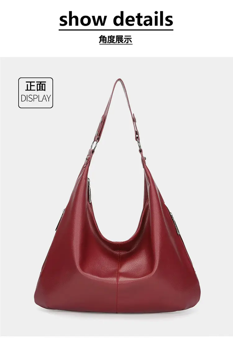Women's Black Leather Armpit Bag Large Capacity Commuting — feature 13