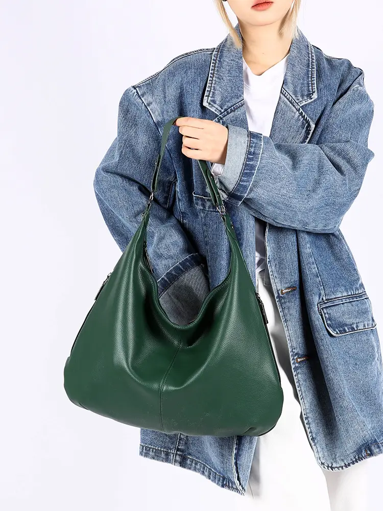 Women's Black Leather Armpit Bag Large Capacity Commuting — feature 23