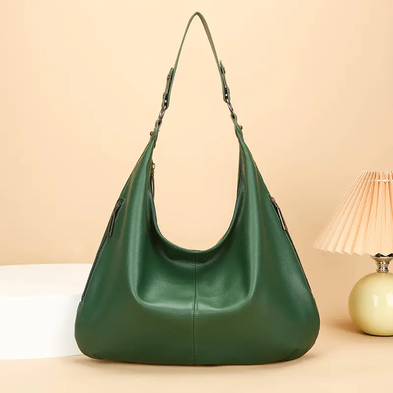 Women's Black Leather Armpit Bag Large Capacity Commuting - Image 4