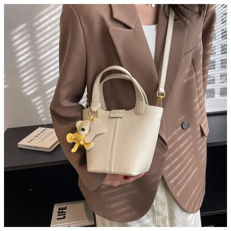 Women's Beige Crossbody Bag with Rabbit Charm 2026 — feature 20
