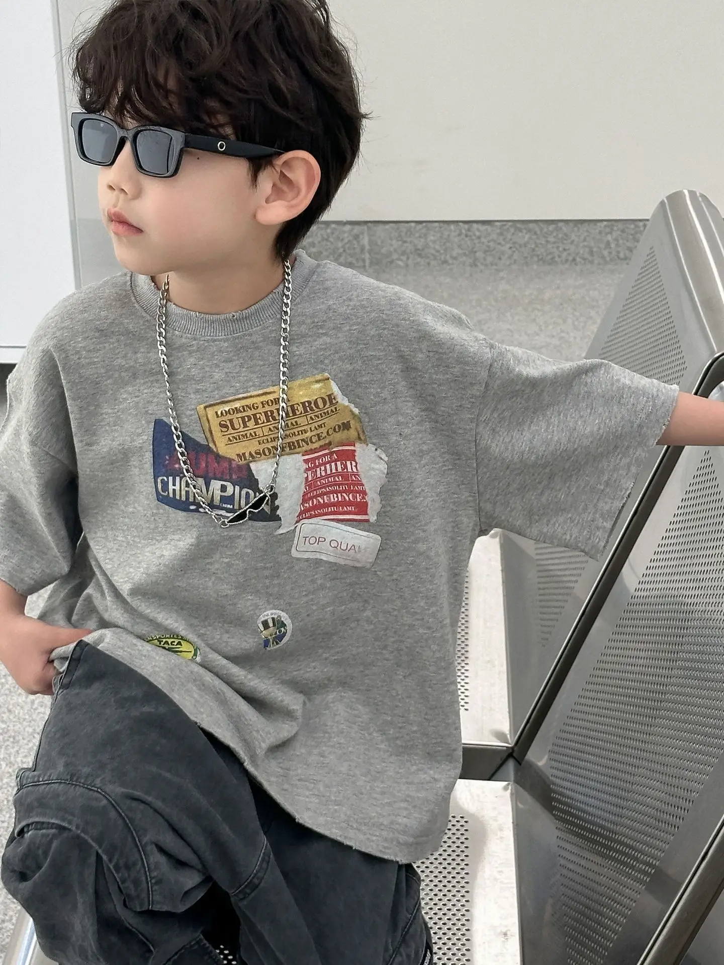 Kids Pure Cotton T-Shirt 2026 Summer Boys Short Sleeve Korean Style — feature 4