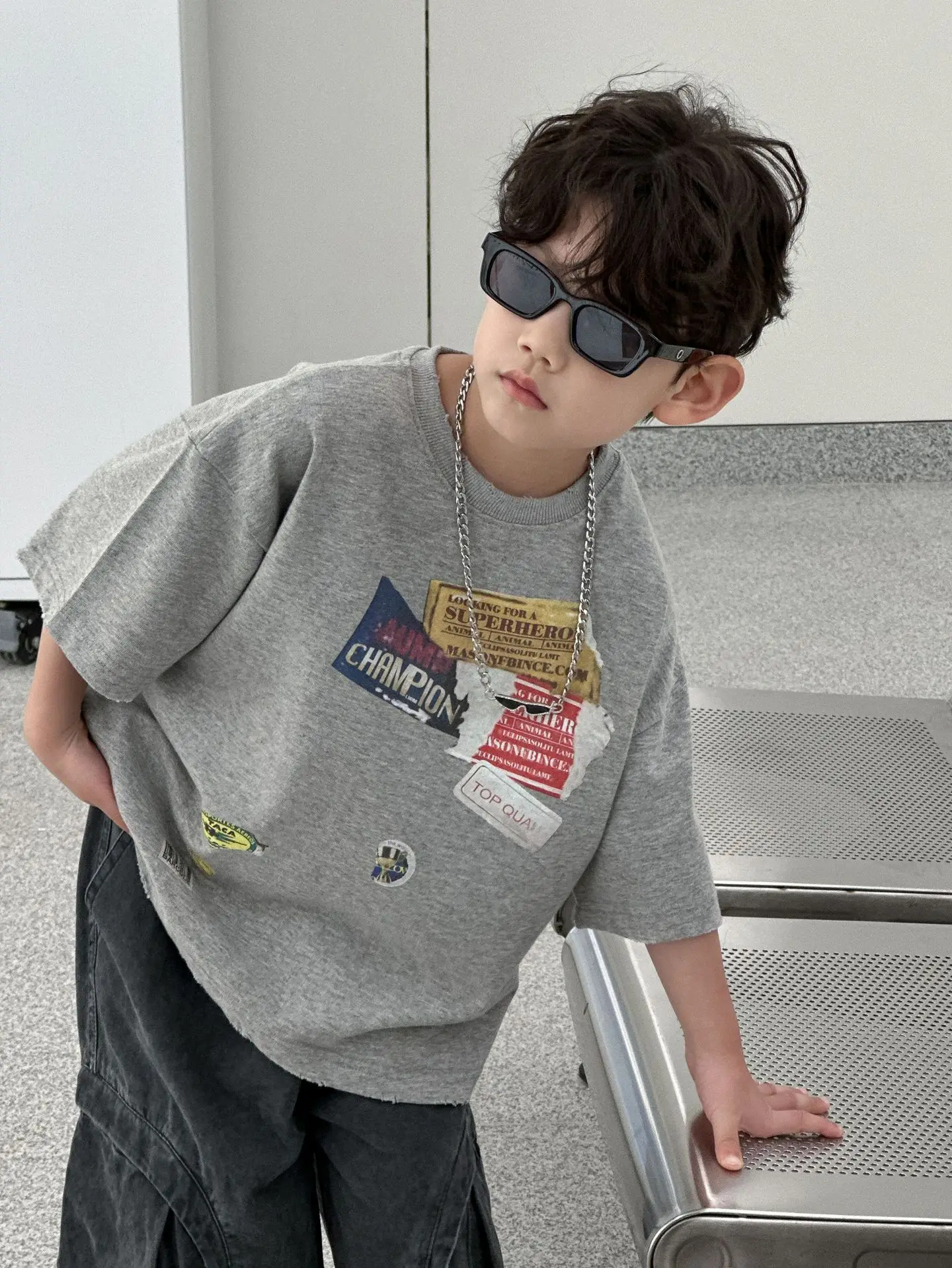 Kids Pure Cotton T-Shirt 2026 Summer Boys Short Sleeve Korean Style — feature 7