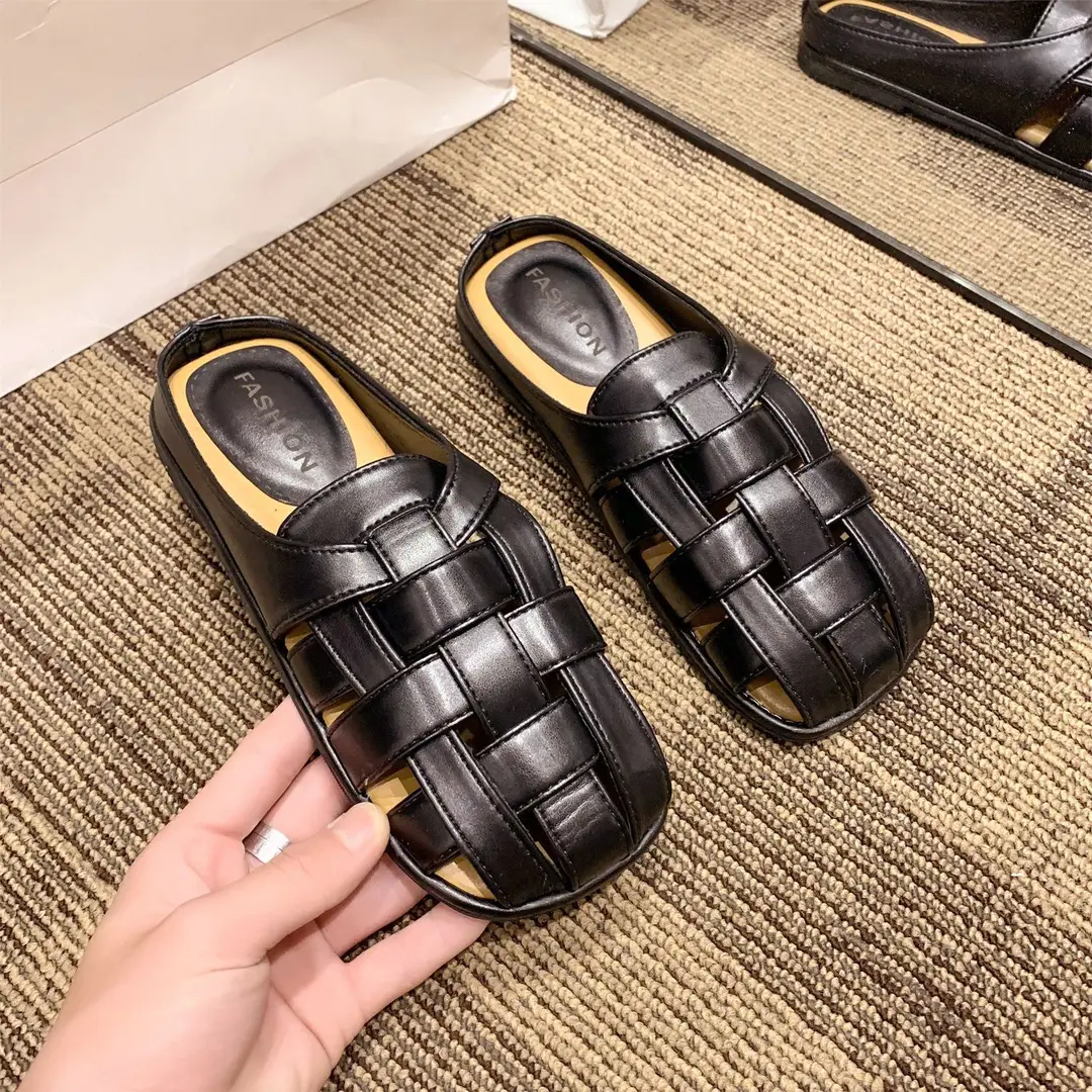 2025 new high-end feeling Baotou slippers women's summer wear a pedal temperament Joker casual Muller sandals wholesale