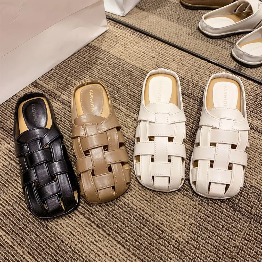 2025 new high-end feeling Baotou slippers women's summer wear a pedal temperament Joker casual Muller sandals wholesale
