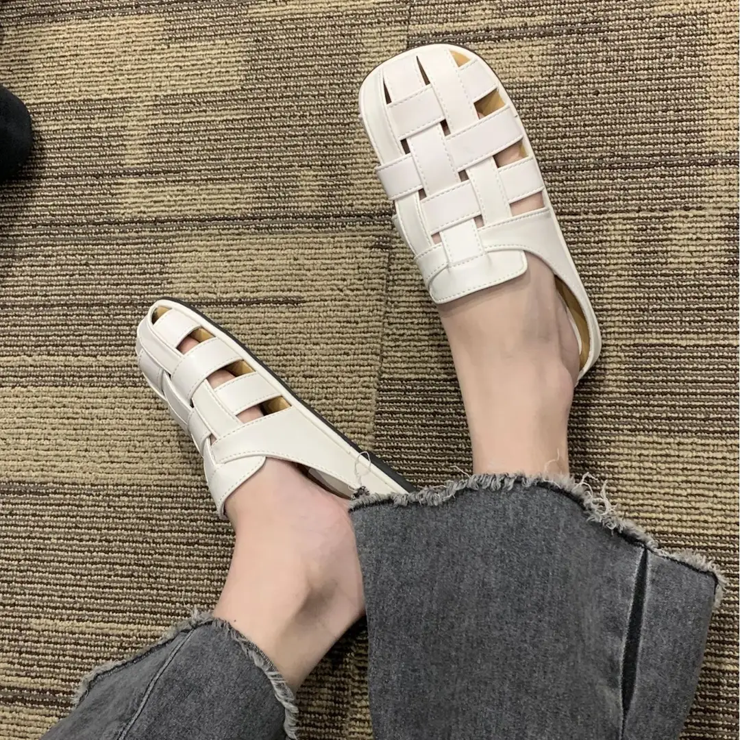 2025 new high-end feeling Baotou slippers women's summer wear a pedal temperament Joker casual Muller sandals wholesale