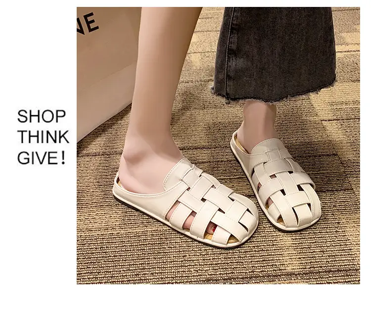 2025 new high-end feeling Baotou slippers women's summer wear a pedal temperament Joker casual Muller sandals wholesale — feature 11