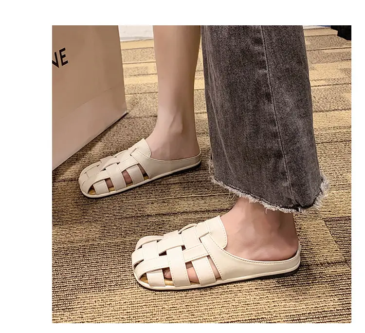 2025 new high-end feeling Baotou slippers women's summer wear a pedal temperament Joker casual Muller sandals wholesale — feature 12