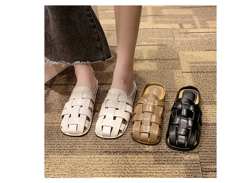 2025 new high-end feeling Baotou slippers women's summer wear a pedal temperament Joker casual Muller sandals wholesale — feature 13