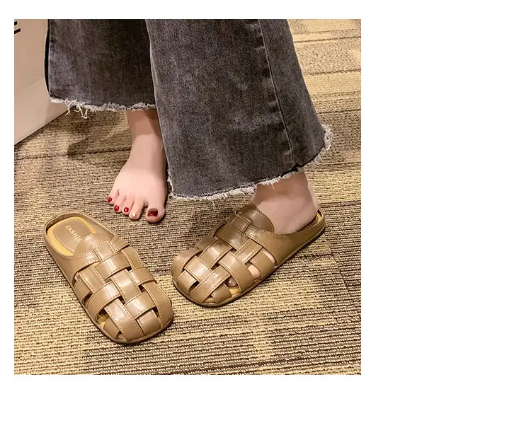 2025 new high-end feeling Baotou slippers women's summer wear a pedal temperament Joker casual Muller sandals wholesale — feature 16