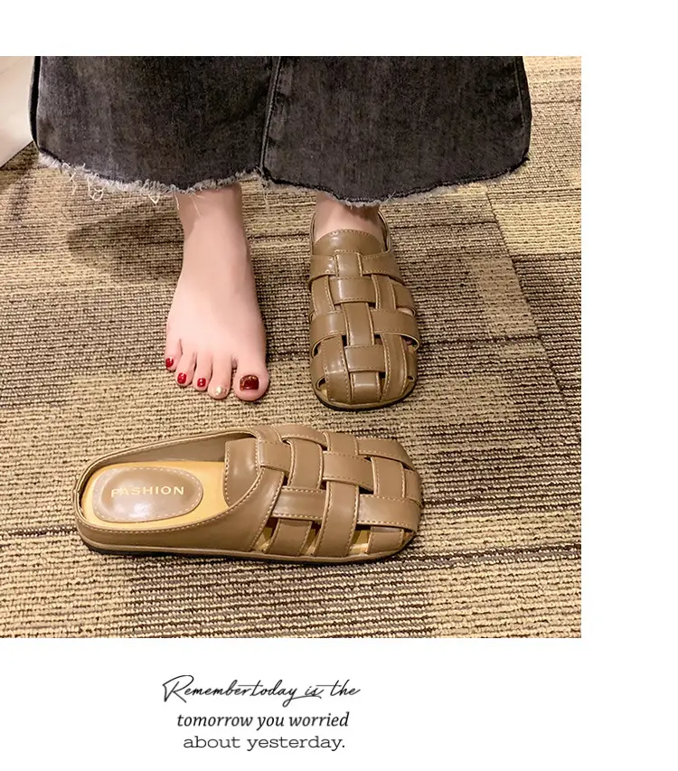 2025 new high-end feeling Baotou slippers women's summer wear a pedal temperament Joker casual Muller sandals wholesale — feature 18