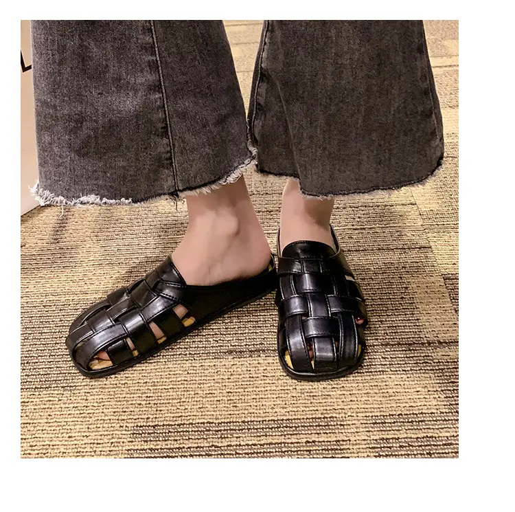 2025 new high-end feeling Baotou slippers women's summer wear a pedal temperament Joker casual Muller sandals wholesale — feature 24