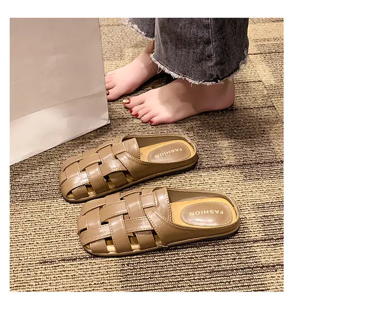2025 new high-end feeling Baotou slippers women's summer wear a pedal temperament Joker casual Muller sandals wholesale — feature 35