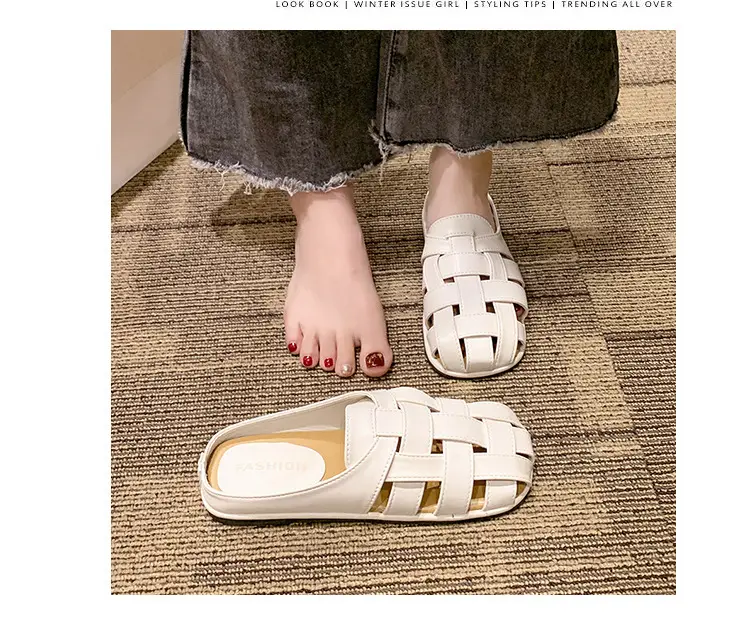 2025 new high-end feeling Baotou slippers women's summer wear a pedal temperament Joker casual Muller sandals wholesale — feature 8