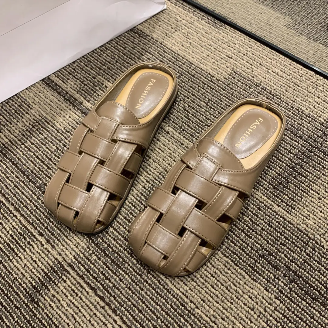 2025 new high-end feeling Baotou slippers women's summer wear a pedal temperament Joker casual Muller sandals wholesale