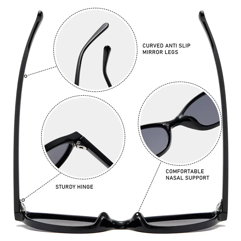 3571 Oval Cat's Eye UV400 Sunglasses Black - Image 12