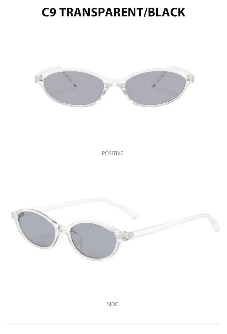 3571 Oval Cat's Eye UV400 Sunglasses Black — feature 13