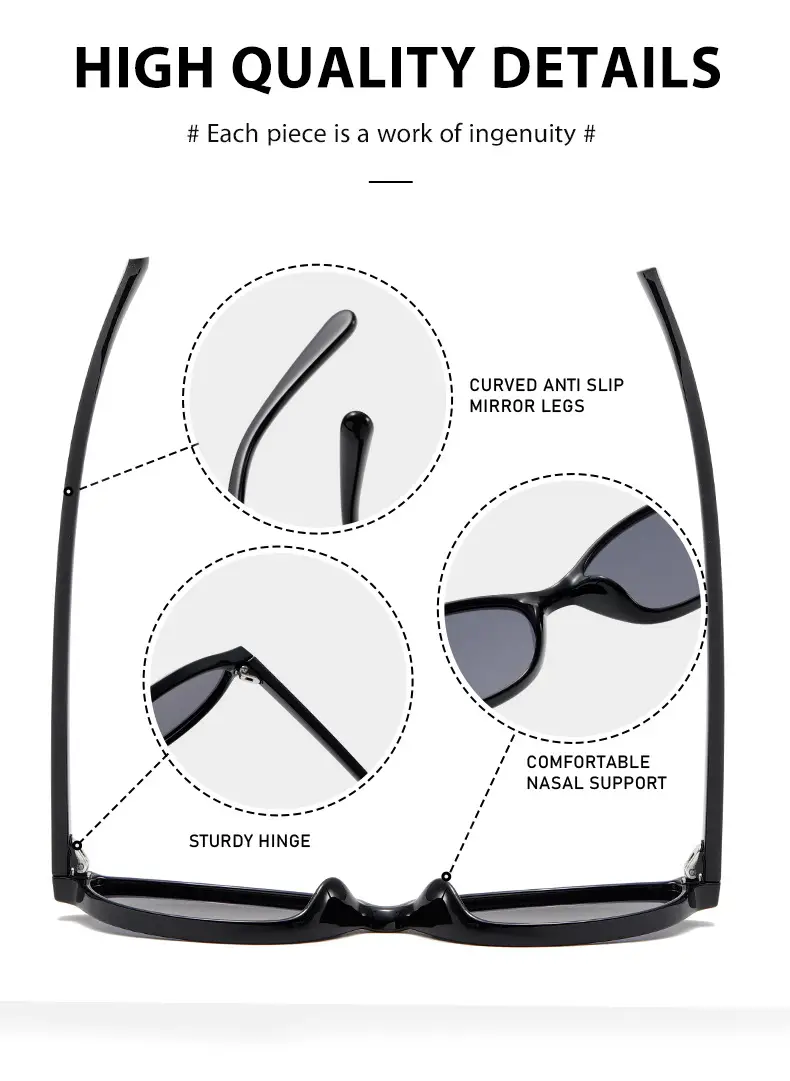 3571 Oval Cat's Eye UV400 Sunglasses Black — feature 16