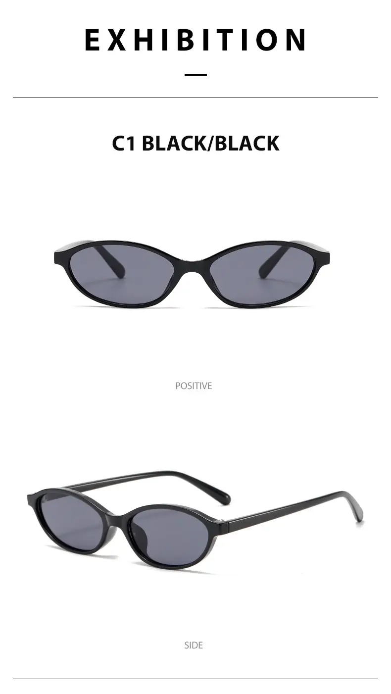3571 Oval Cat's Eye UV400 Sunglasses Black — feature 6