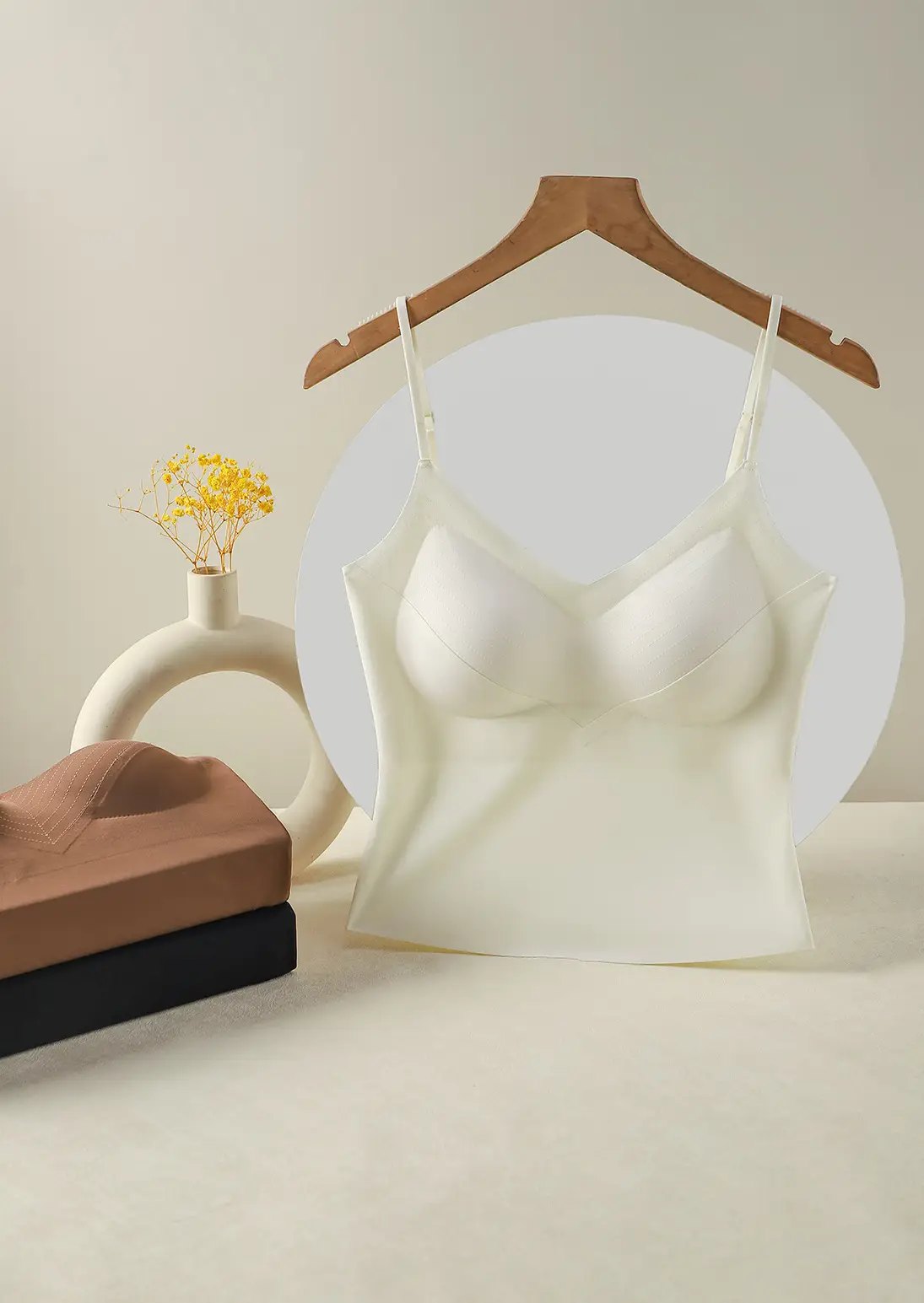 White Two-In-One Bra Vest Large U-Shaped — feature 14