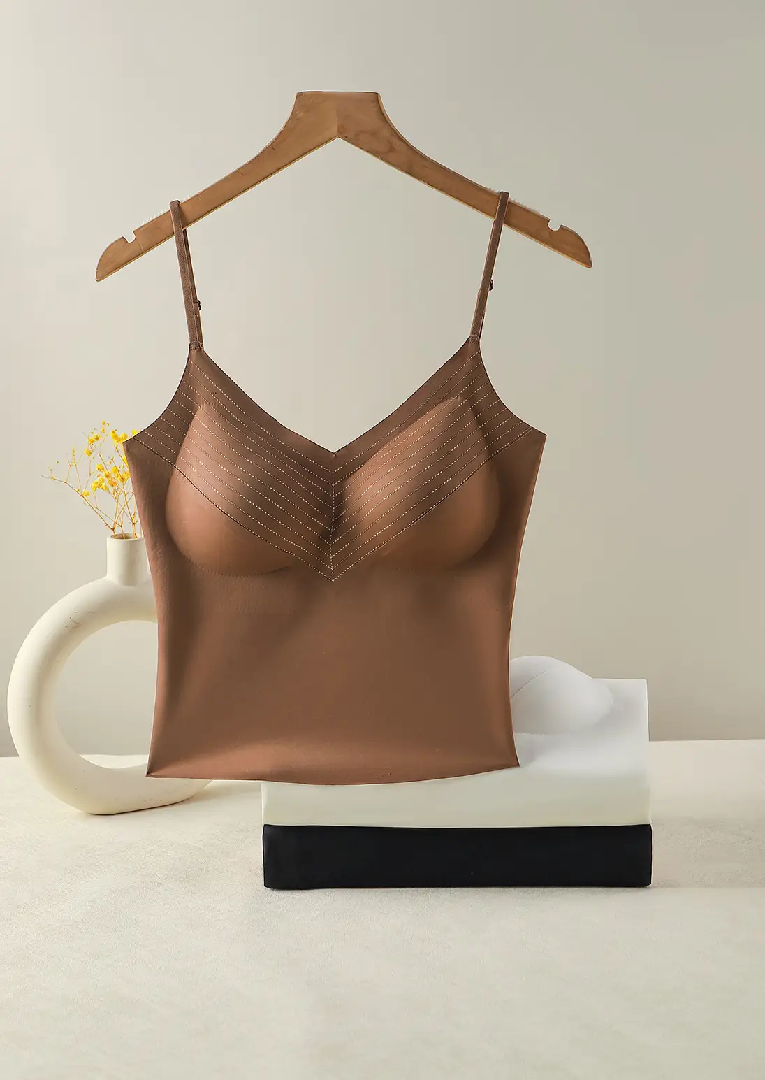 White Two-In-One Bra Vest Large U-Shaped — feature 15