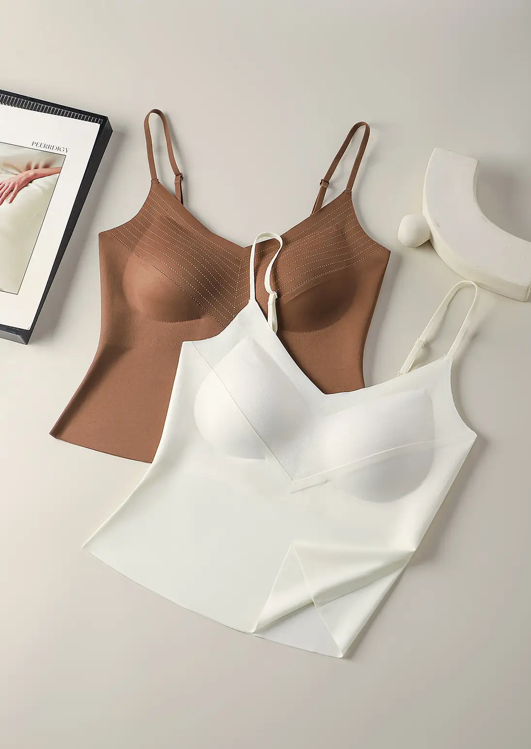 White Two-In-One Bra Vest Large U-Shaped — feature 17