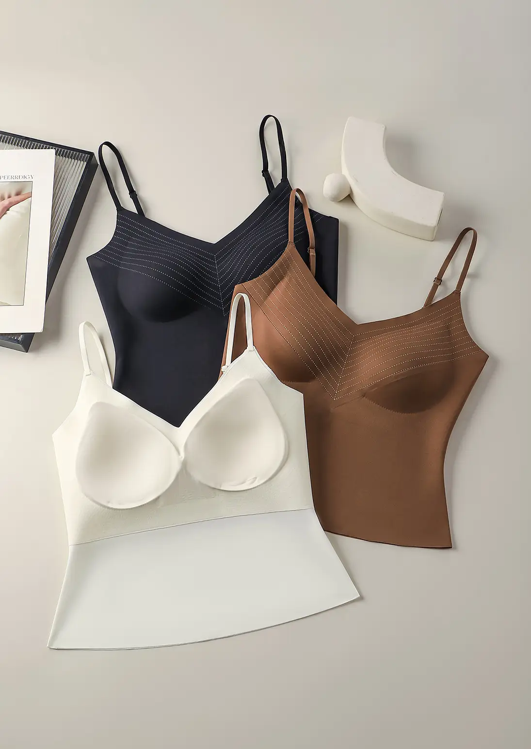 White Two-In-One Bra Vest Large U-Shaped — feature 18