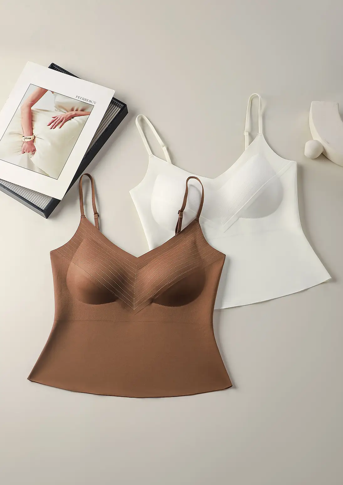 White Two-In-One Bra Vest Large U-Shaped — feature 19