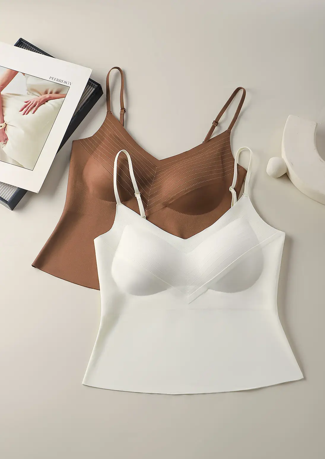 White Two-In-One Bra Vest Large U-Shaped — feature 20