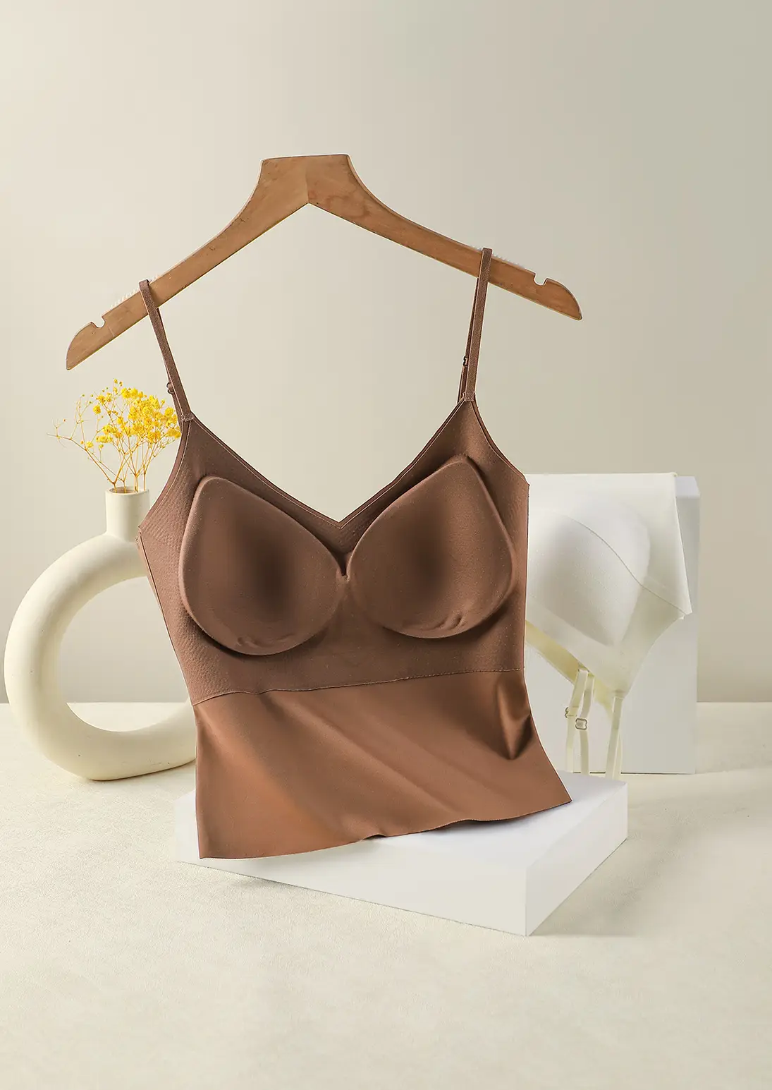White Two-In-One Bra Vest Large U-Shaped — feature 21