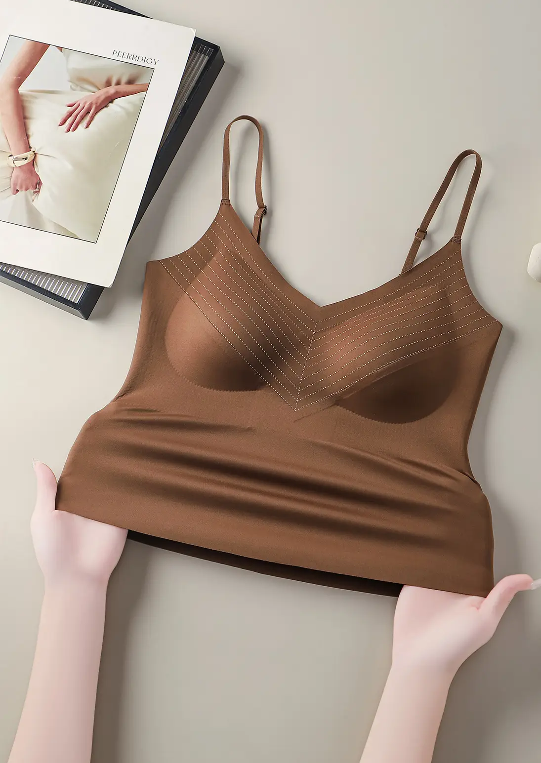 White Two-In-One Bra Vest Large U-Shaped — feature 27