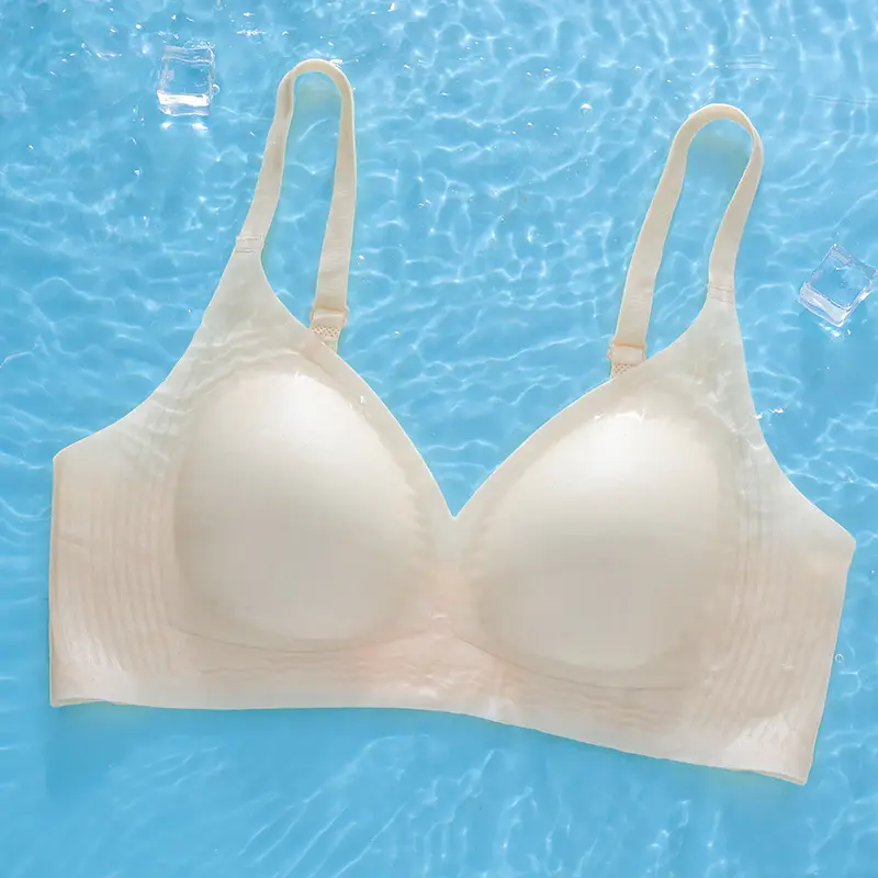 Black Ultra-Thin Jelly Glue Underwear Women's Comfortable Breathable Fixed Cup Non-Rimmed Bra - Image 2