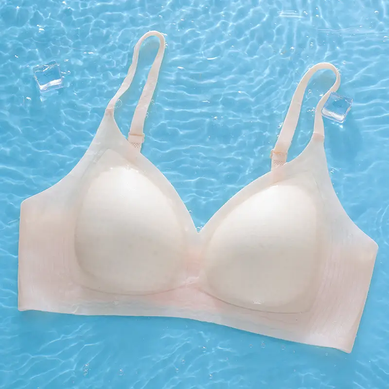 Black Ultra-Thin Jelly Glue Underwear Women's Comfortable Breathable Fixed Cup Non-Rimmed Bra - Image 3
