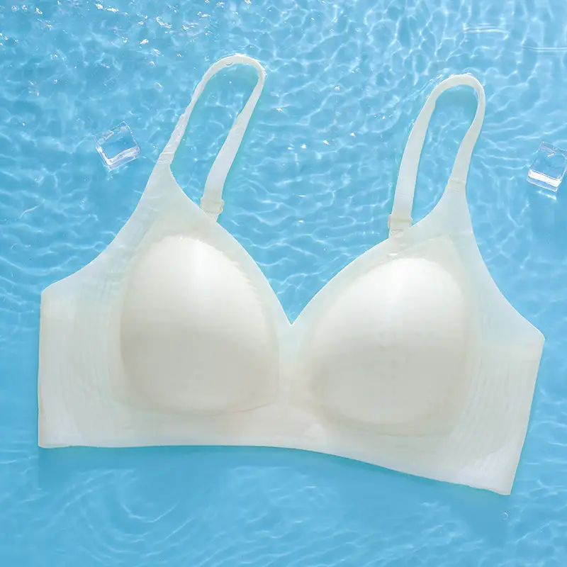 Black Ultra-Thin Jelly Glue Underwear Women's Comfortable Breathable Fixed Cup Non-Rimmed Bra - Image 4