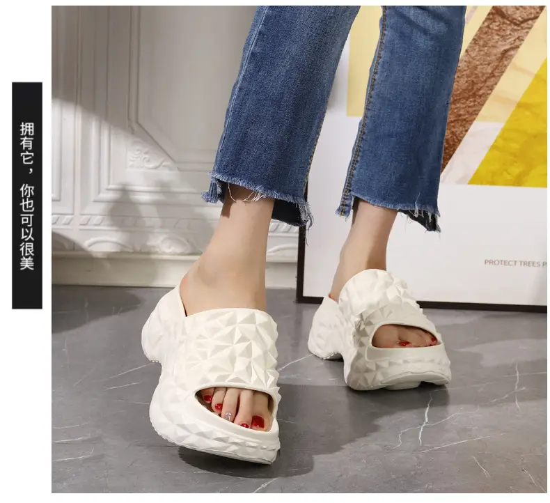 2025 Height Increased Thick Bottom Women's Summer Outdoor Wear New Non-slip Slippers Platform Bottom Lazy Outdoor One-word Sandals for Women — feature 15