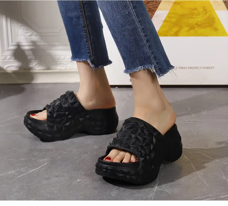 2025 Height Increased Thick Bottom Women's Summer Outdoor Wear New Non-slip Slippers Platform Bottom Lazy Outdoor One-word Sandals for Women — feature 20